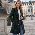 Abrigo a Cuadros con Cuello de Solapa y Corte Largo 2