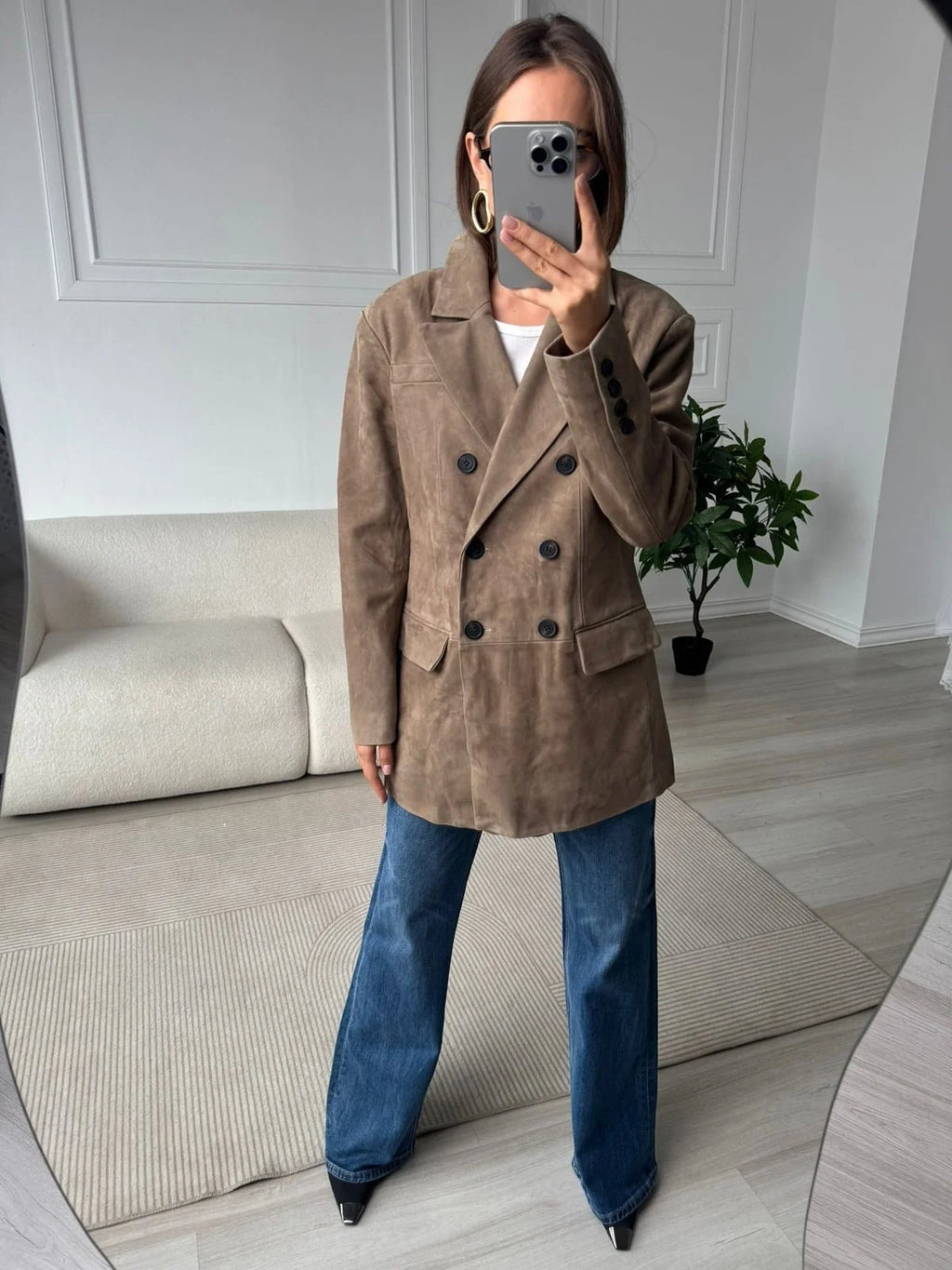 Blazer Cruzado de Efecto Ante con Solapas 2
