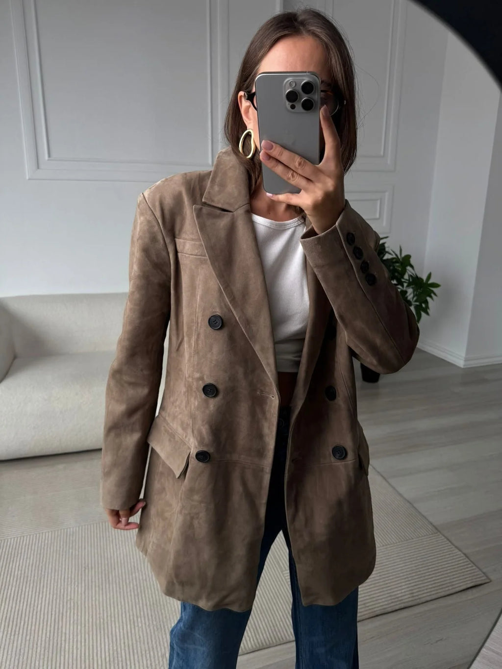 Blazer Cruzado de Efecto Ante con Solapas 3