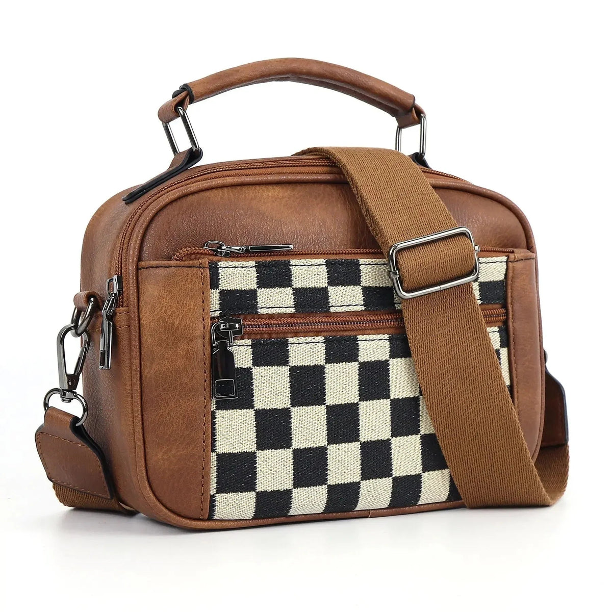 Bolso Bandolera Compacto con Estampado de Cuadros 7