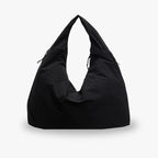 Bolso hobo de nailon negro con cremallera y correa ajustable