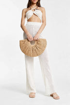 Bolso Media Luna de Fibra Natural con Asa Amplia 0