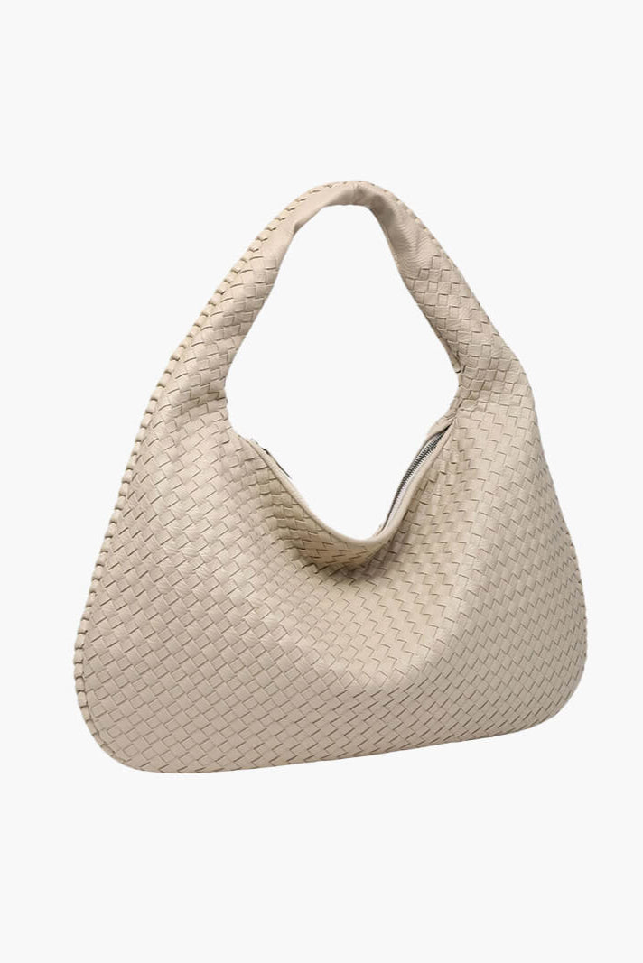 Bolso Redondo de Piel Vegana con Diseño Trenzado y Cremallera 10