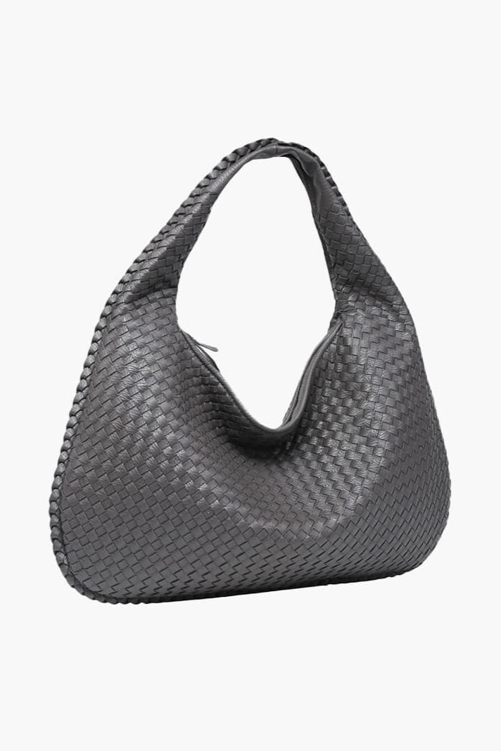 Bolso Redondo de Piel Vegana con Diseño Trenzado y Cremallera 12