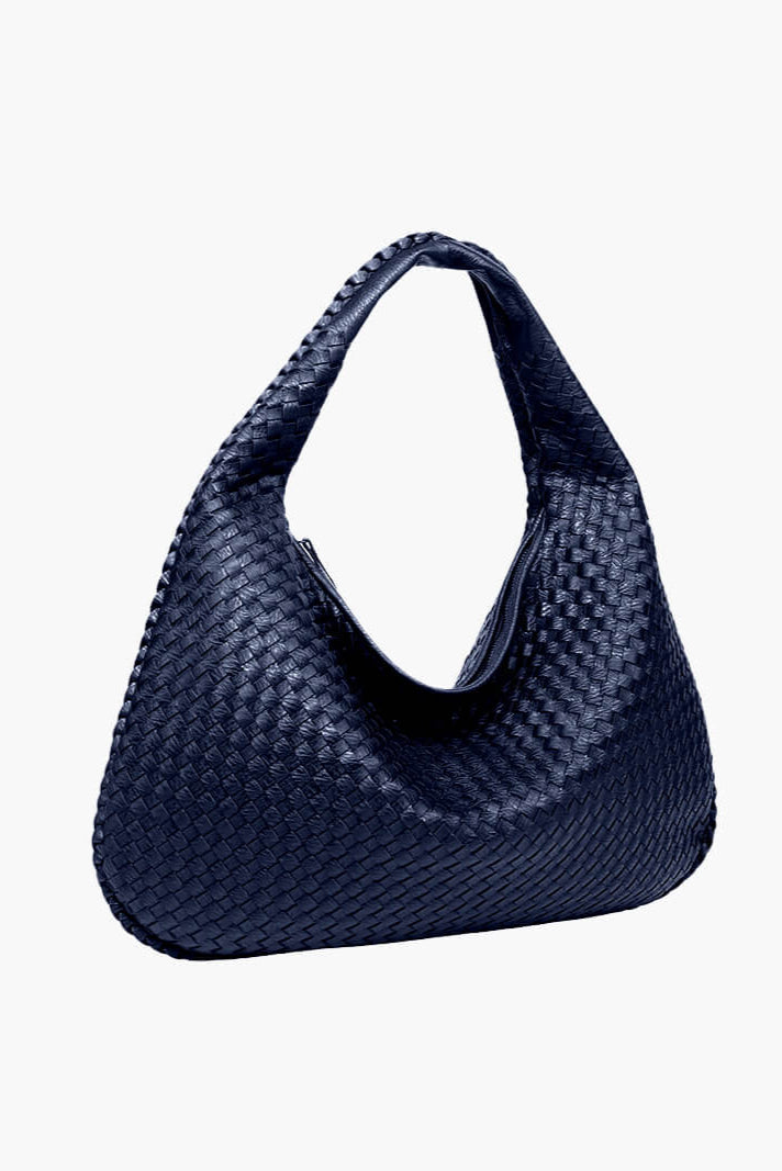 Bolso Redondo de Piel Vegana con Diseño Trenzado y Cremallera 3