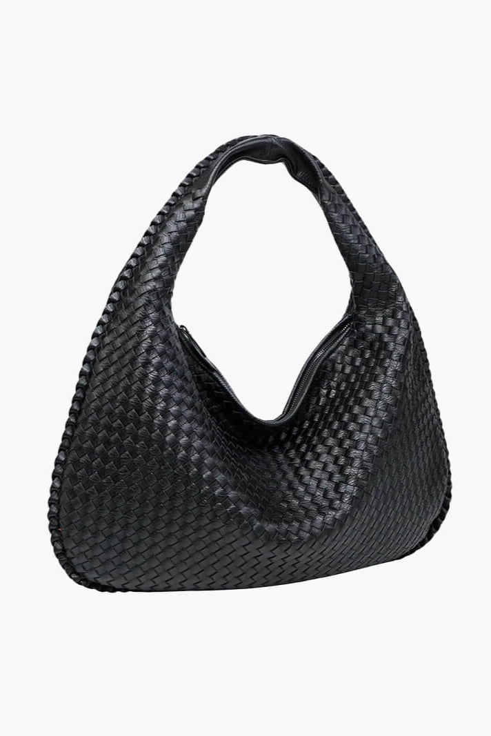 Bolso Redondo de Piel Vegana con Diseño Trenzado y Cremallera 6