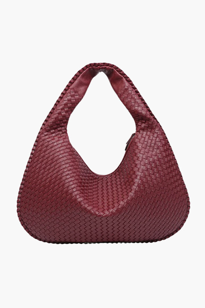 Bolso Redondo de Piel Vegana con Diseño Trenzado y Cremallera 7