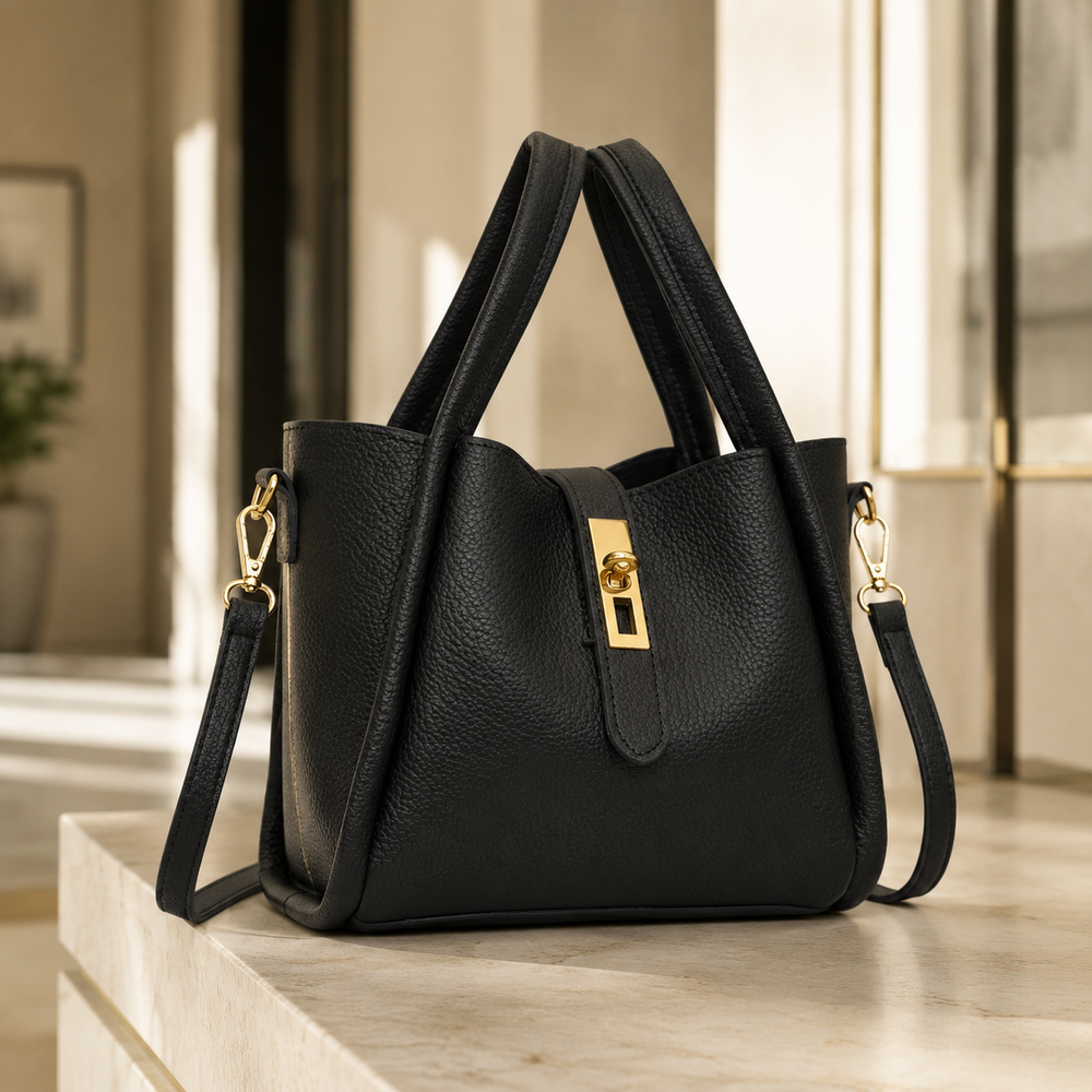 Bolso Vintage de Cuero Sintético con Asa y Correa Ajustable 0