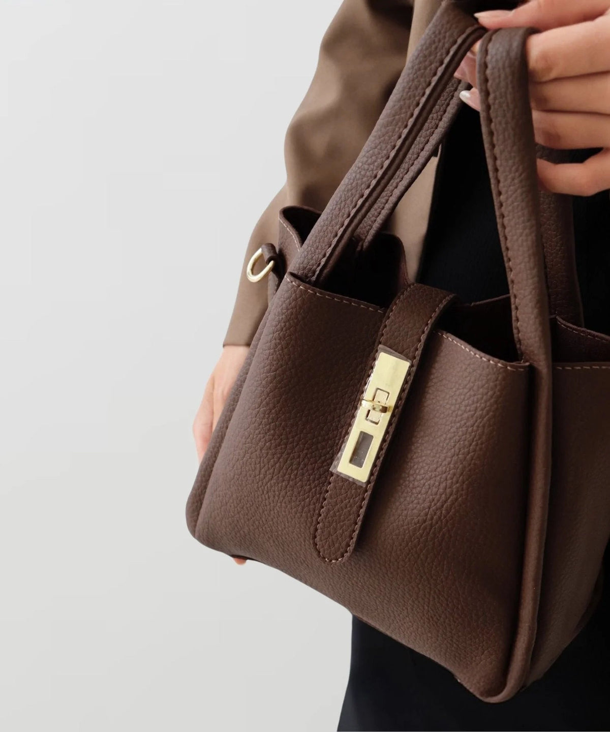 Bolso Vintage de Cuero Sintético con Asa y Correa Ajustable 8