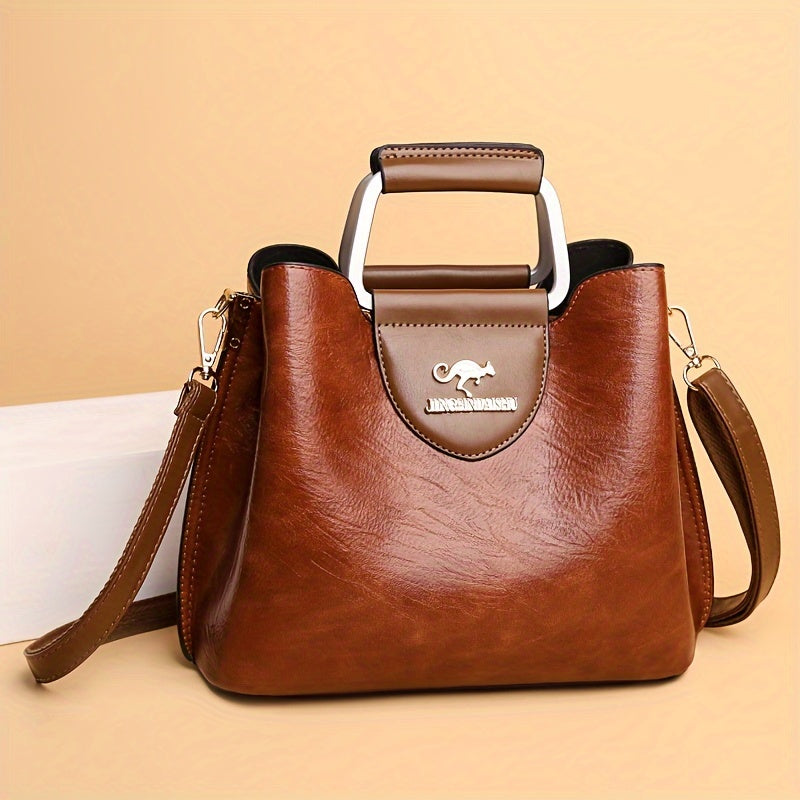 Bolso de Cuero Genuino con Solapa y Correa Ajustable 1