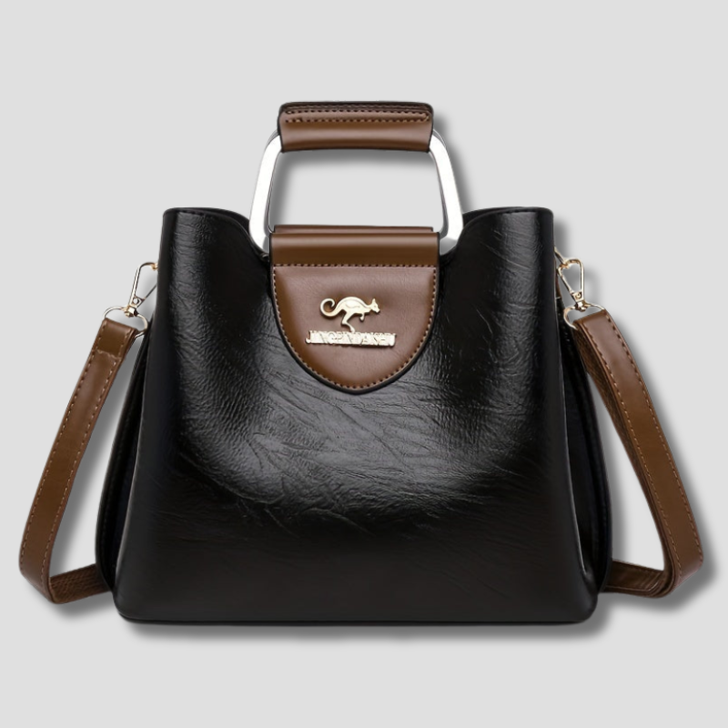 Bolso de Cuero Genuino con Solapa y Correa Ajustable 2