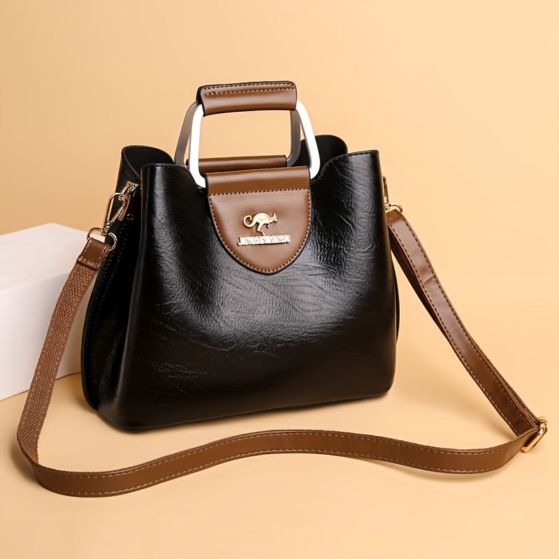 Bolso de Cuero Genuino con Solapa y Correa Ajustable 3
