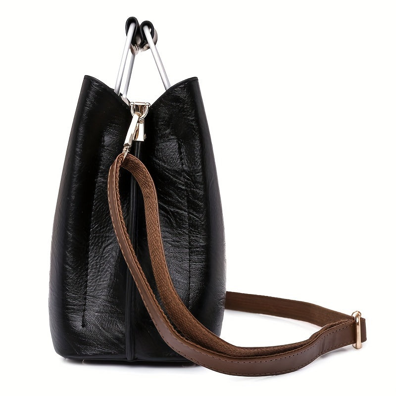 Bolso de Cuero Genuino con Solapa y Correa Ajustable 4