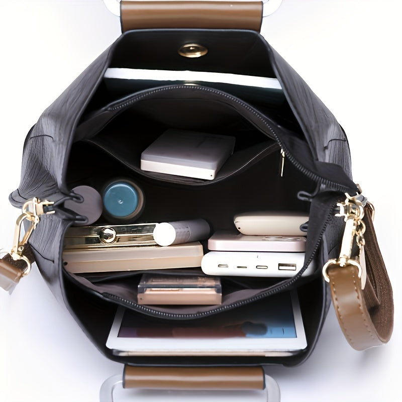Bolso de Cuero Genuino con Solapa y Correa Ajustable 5