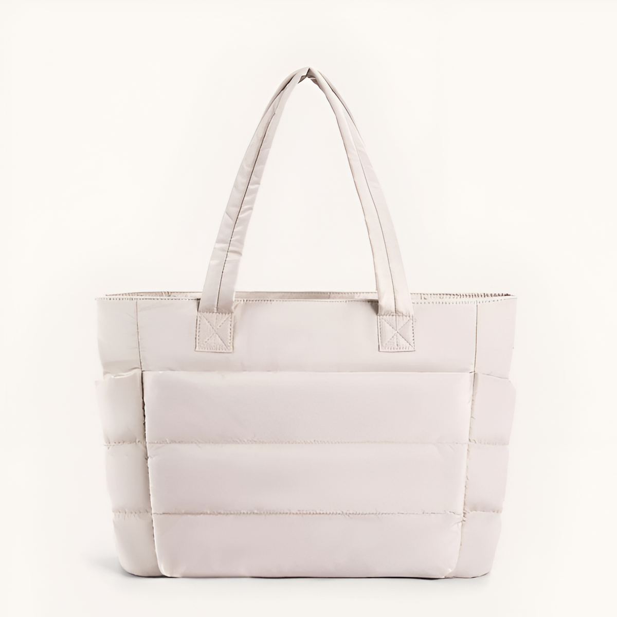 Bolso de hombro acolchado blanco roto con asas largas