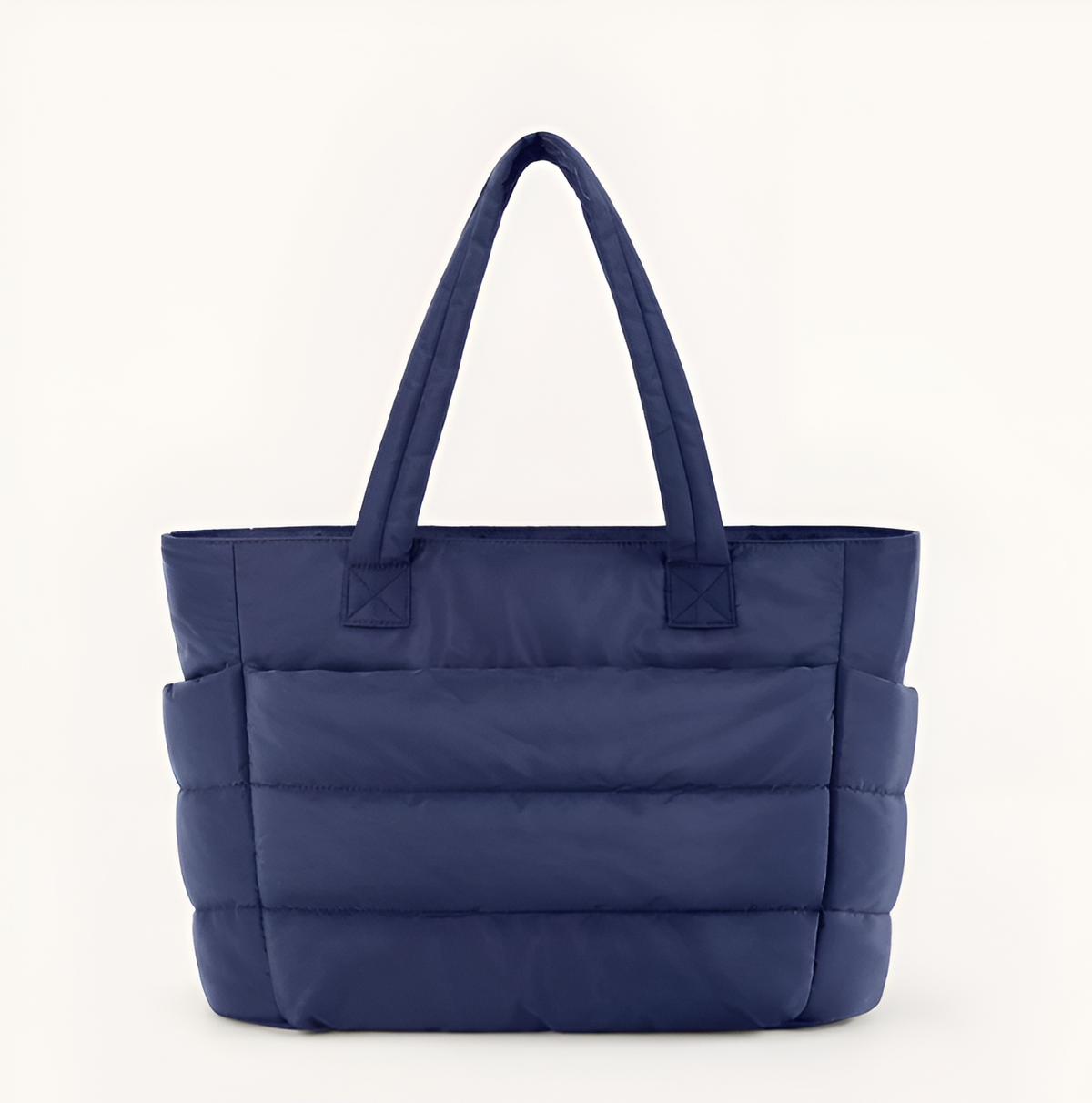 Bolso de hombro acolchado azul marino con asas largas