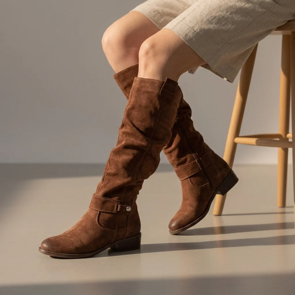 Botas Altas Mujer de Ante Sintético – Diseño Holgado y Elegante 2