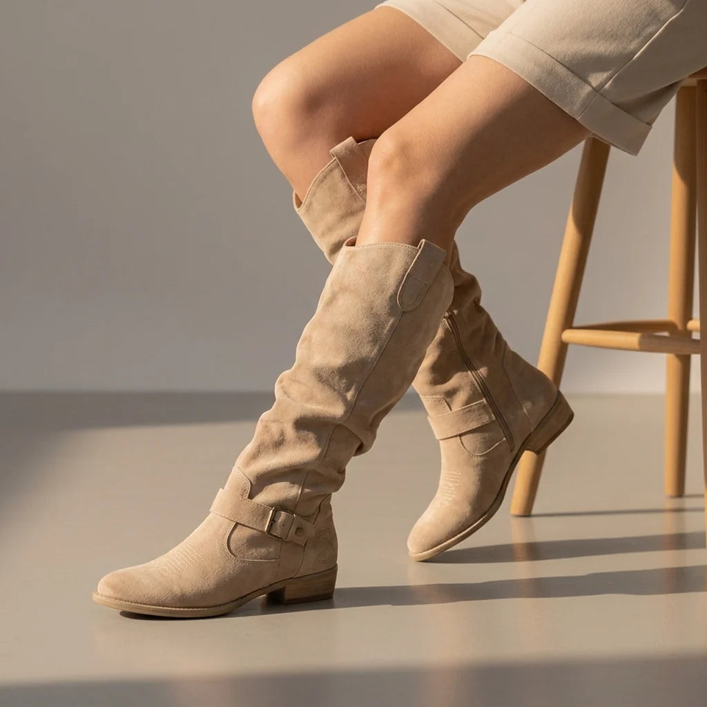 Botas Altas Mujer de Ante Sintético – Diseño Holgado y Elegante 3