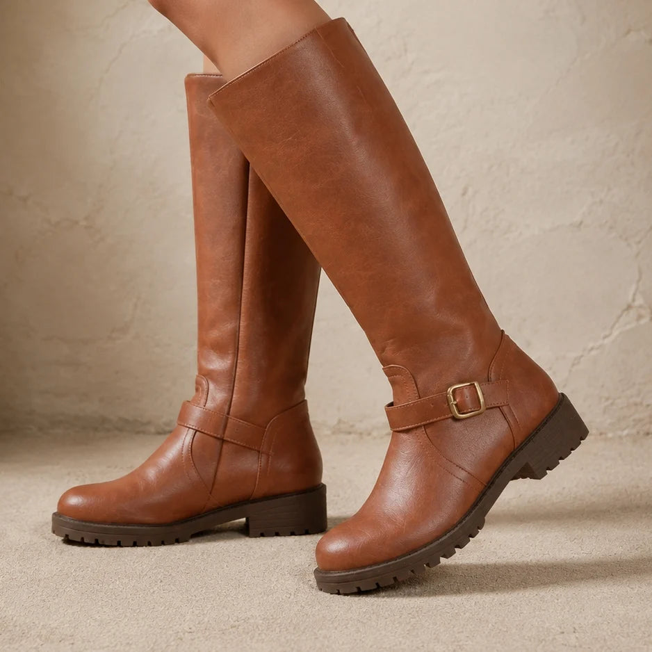 Botas Altas con Tacón Bajo y Hebilla Ajustable 5
