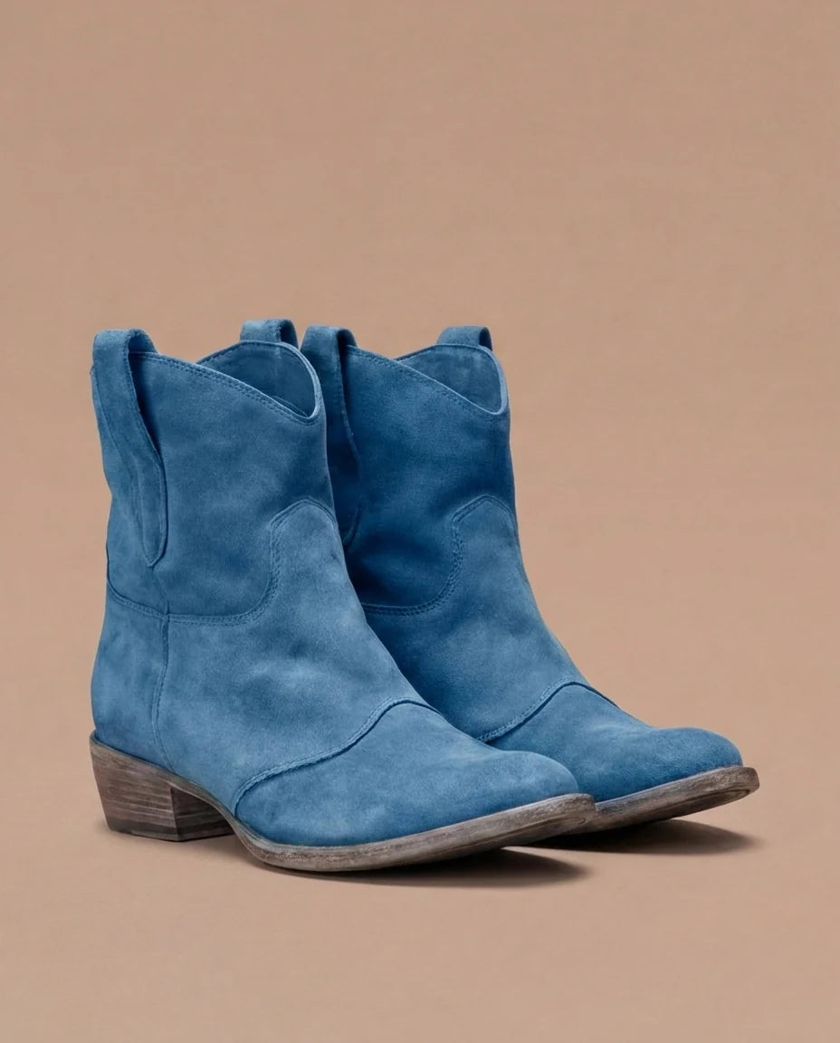 Botines Vaqueros de Ante Sintético con Tacón Estable 5