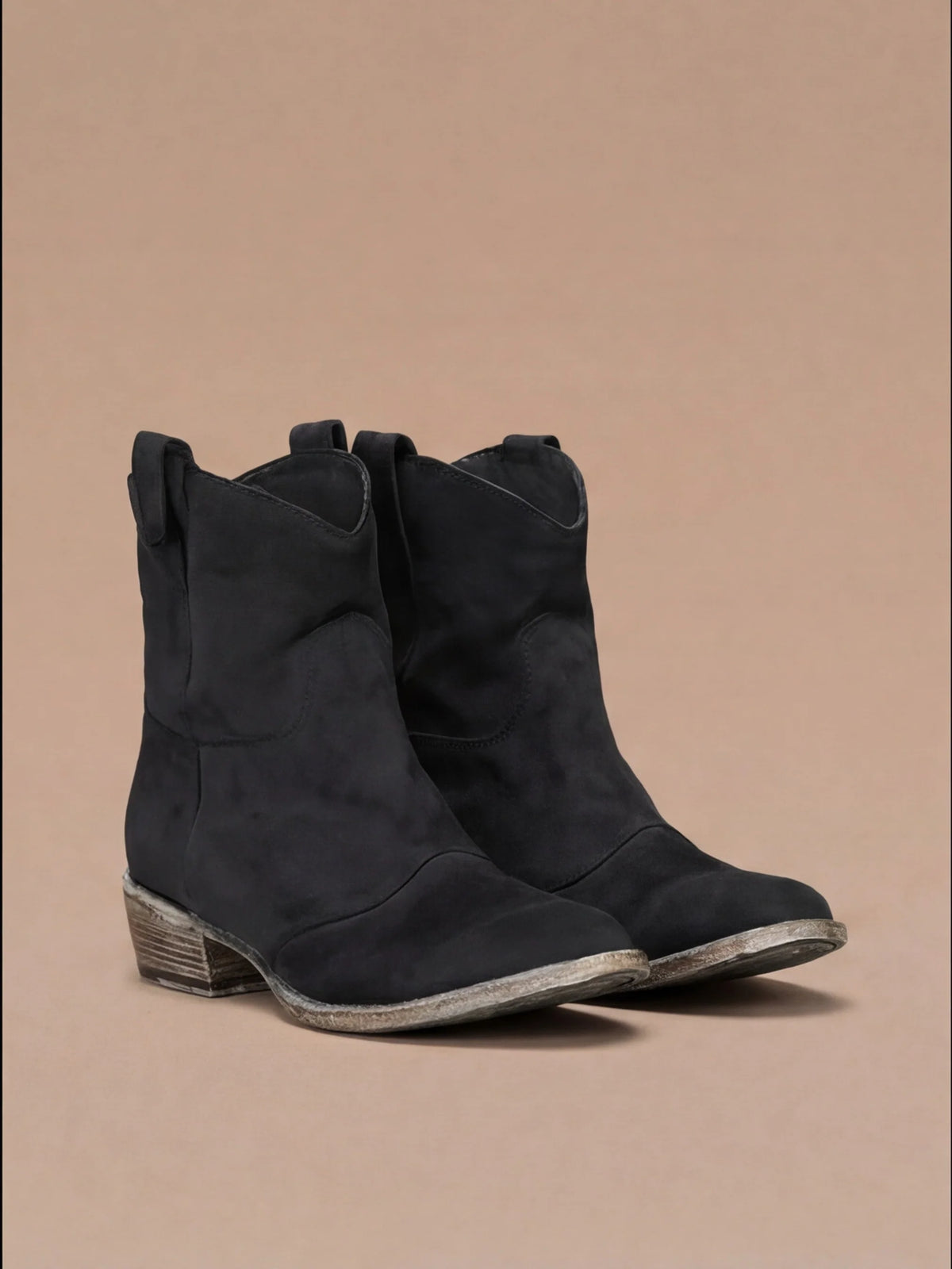 Botines Vaqueros de Ante Sintético con Tacón Estable 7