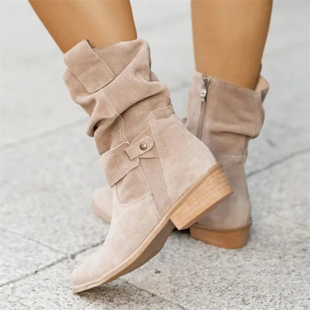 Botines de Gamuza con Tacón de Bloque de 5 cm y Caña Holgada 0