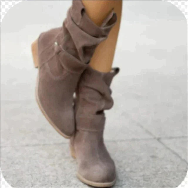 Botines de Gamuza con Tacón de Bloque de 5 cm y Caña Holgada 3
