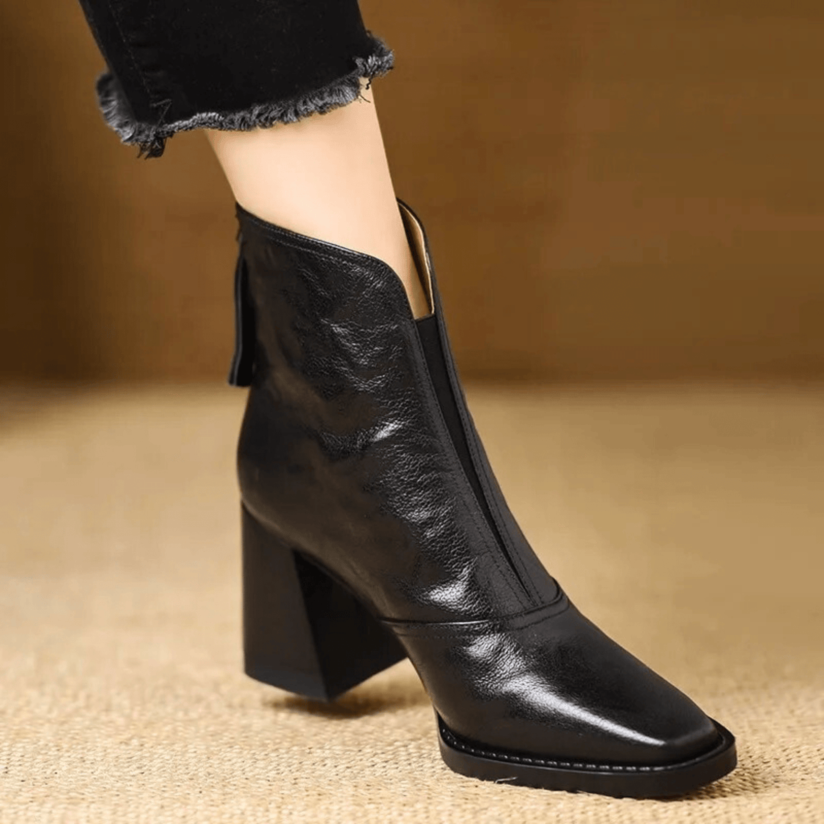Botines de Tacón Esculpido de 4 cm con Cremallera Trasera 1