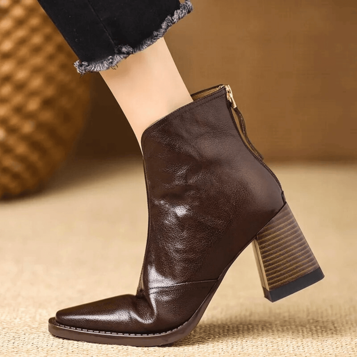 Botines de Tacón Esculpido de 4 cm con Cremallera Trasera 2