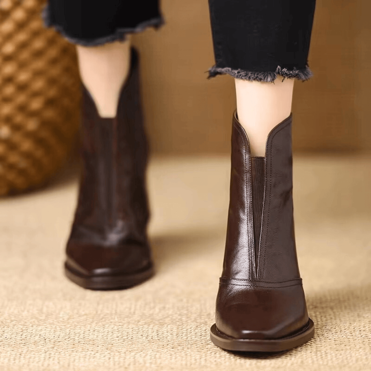 Botines de Tacón Esculpido de 4 cm con Cremallera Trasera 4