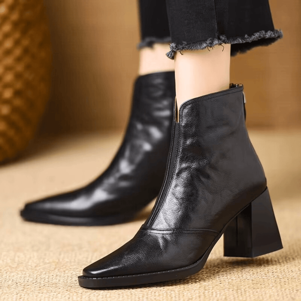Botines de Tacón Esculpido de 4 cm con Cremallera Trasera 6