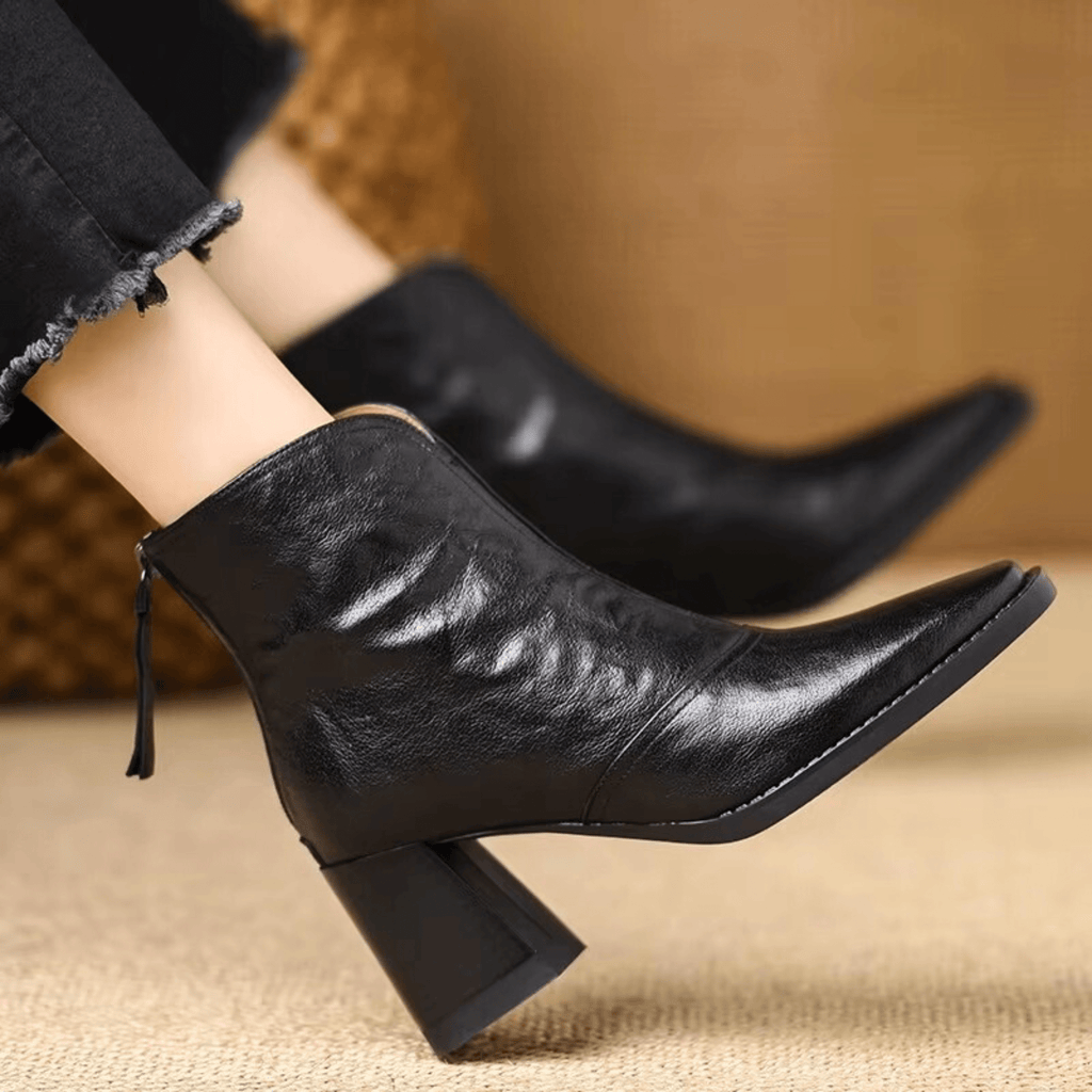 Botines de Tacón Esculpido de 4 cm con Cremallera Trasera 7
