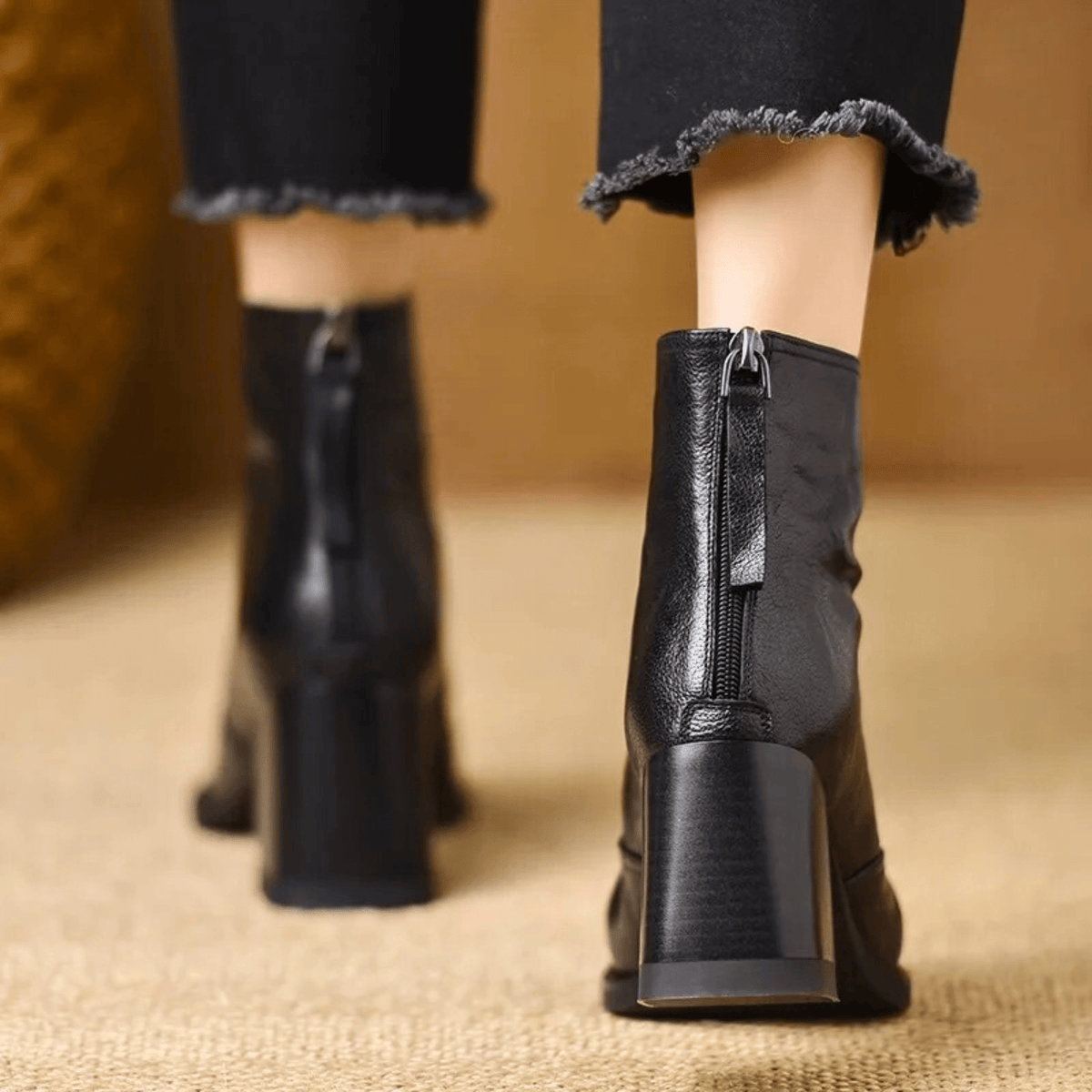 Botines de Tacón Esculpido de 4 cm con Cremallera Trasera 8