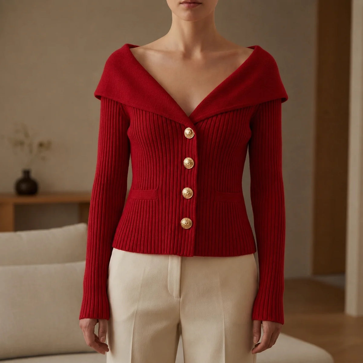 Cárdigan Corto de Punto Suave para Mujer – Diseño Acanalado y Versátil 3