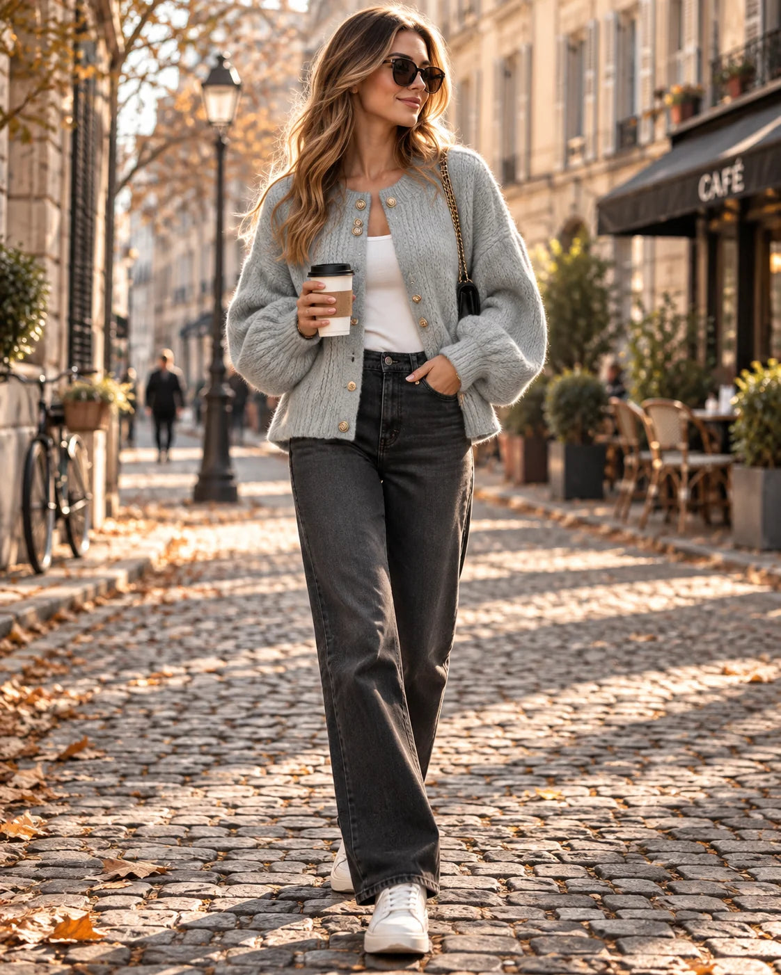 Cárdigan Oversize con Botones Metálicos y Mangas Largas 3