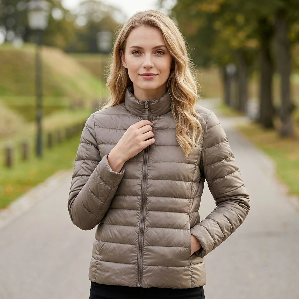 Chaqueta Acolchada Ligera con Cuello Alto y Cremallera 3