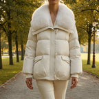 Chaqueta Acolchada Mujer – Cuello de Piel Sintética y Diseño Contemporáneo 0