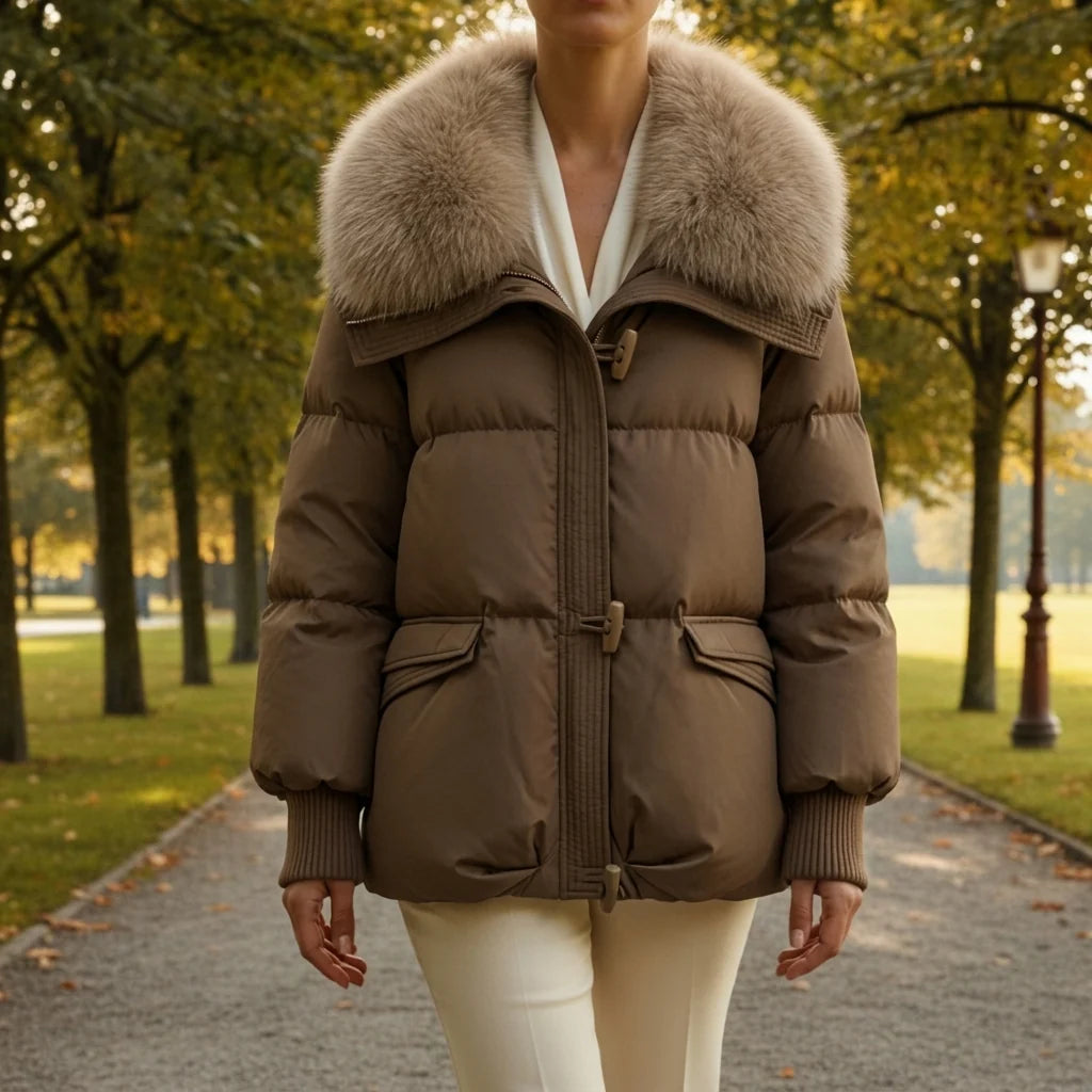 Chaqueta Acolchada Mujer – Cuello de Piel Sintética y Diseño Contemporáneo 2