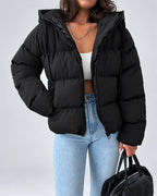 Chaqueta Acolchada Oversize con Capucha y Cremallera Frontal 0