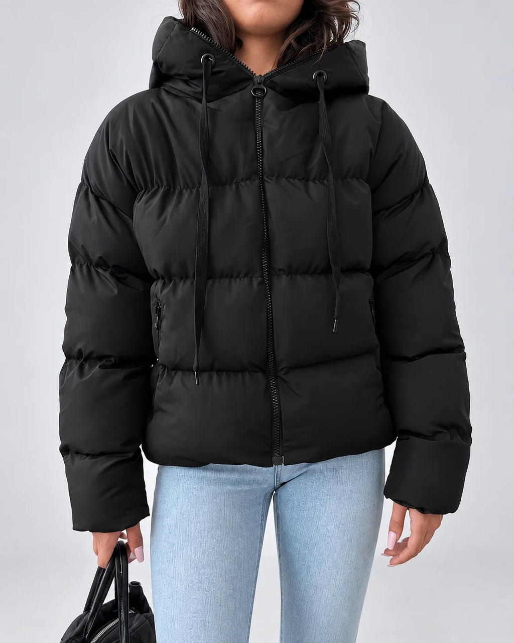 Chaqueta Acolchada Oversize con Capucha y Cremallera Frontal 1