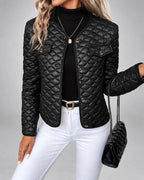 Chaqueta Acolchada con Botones Dorados y Bolsillos en el Pecho 1