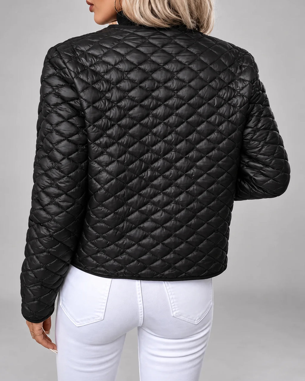 Chaqueta Acolchada con Botones Dorados y Bolsillos en el Pecho 3