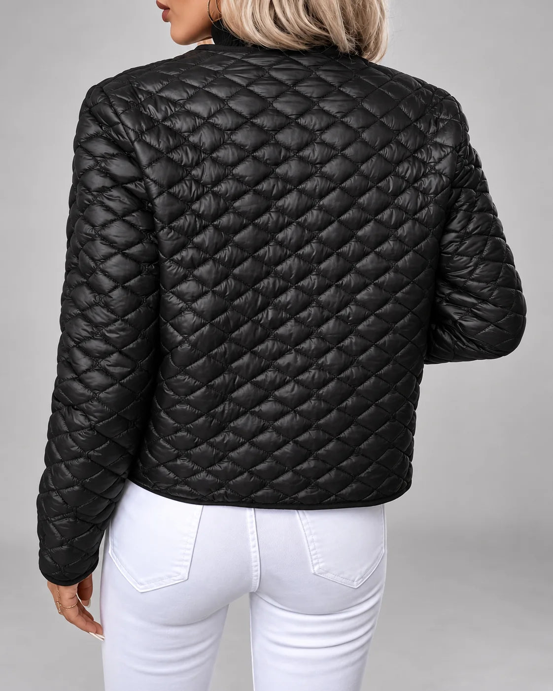 Chaqueta Acolchada con Botones Dorados y Bolsillos en el Pecho 3