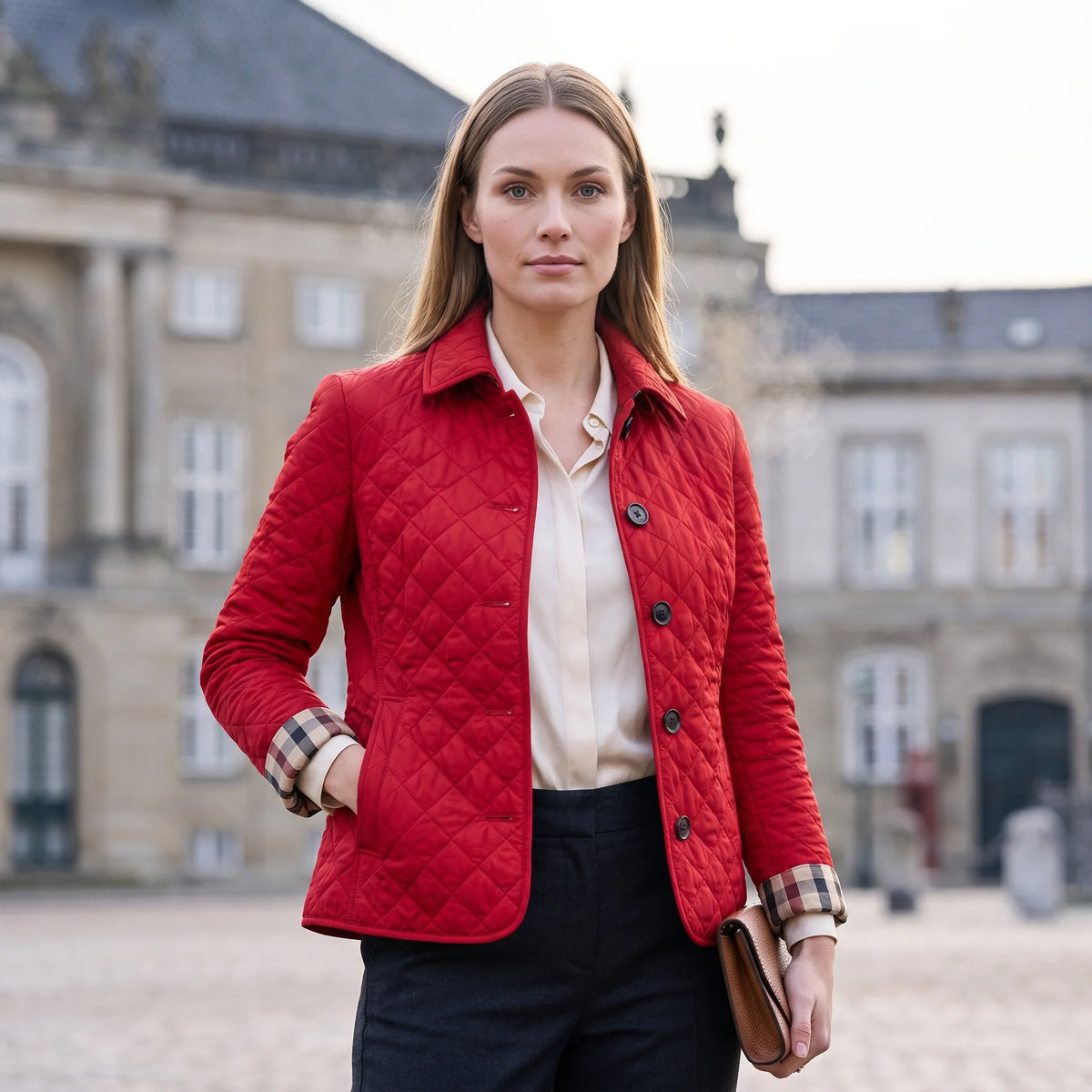 Chaqueta Acolchada con Diseño de Rombos y Corte Entallado 4