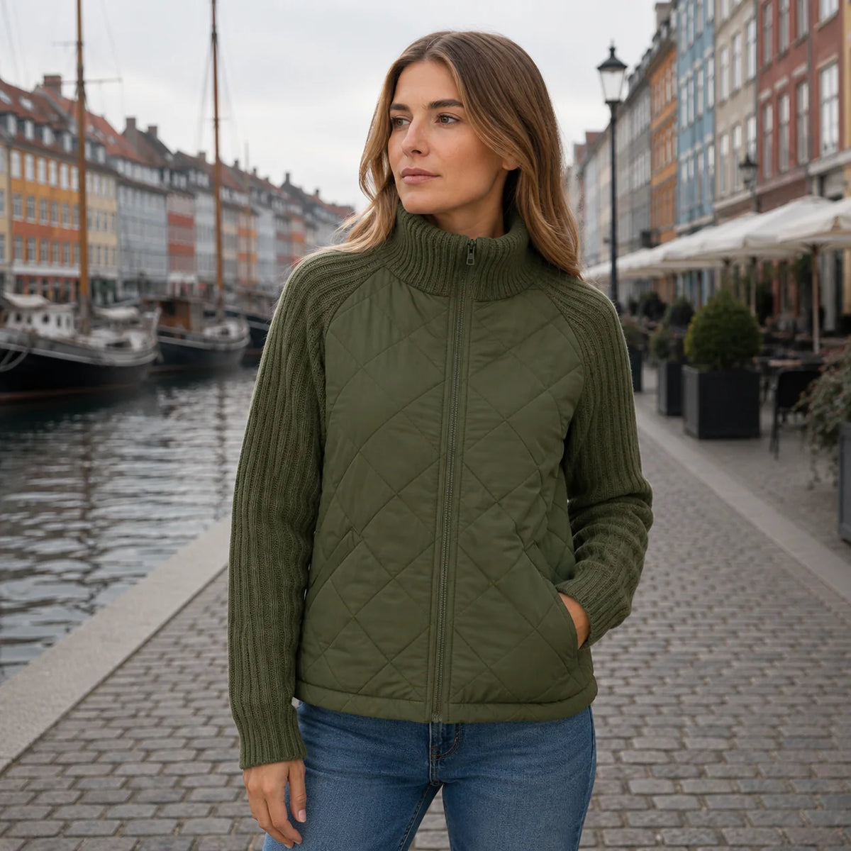 Chaqueta Acolchada de Punto con Cremallera y Cuello Alto 5