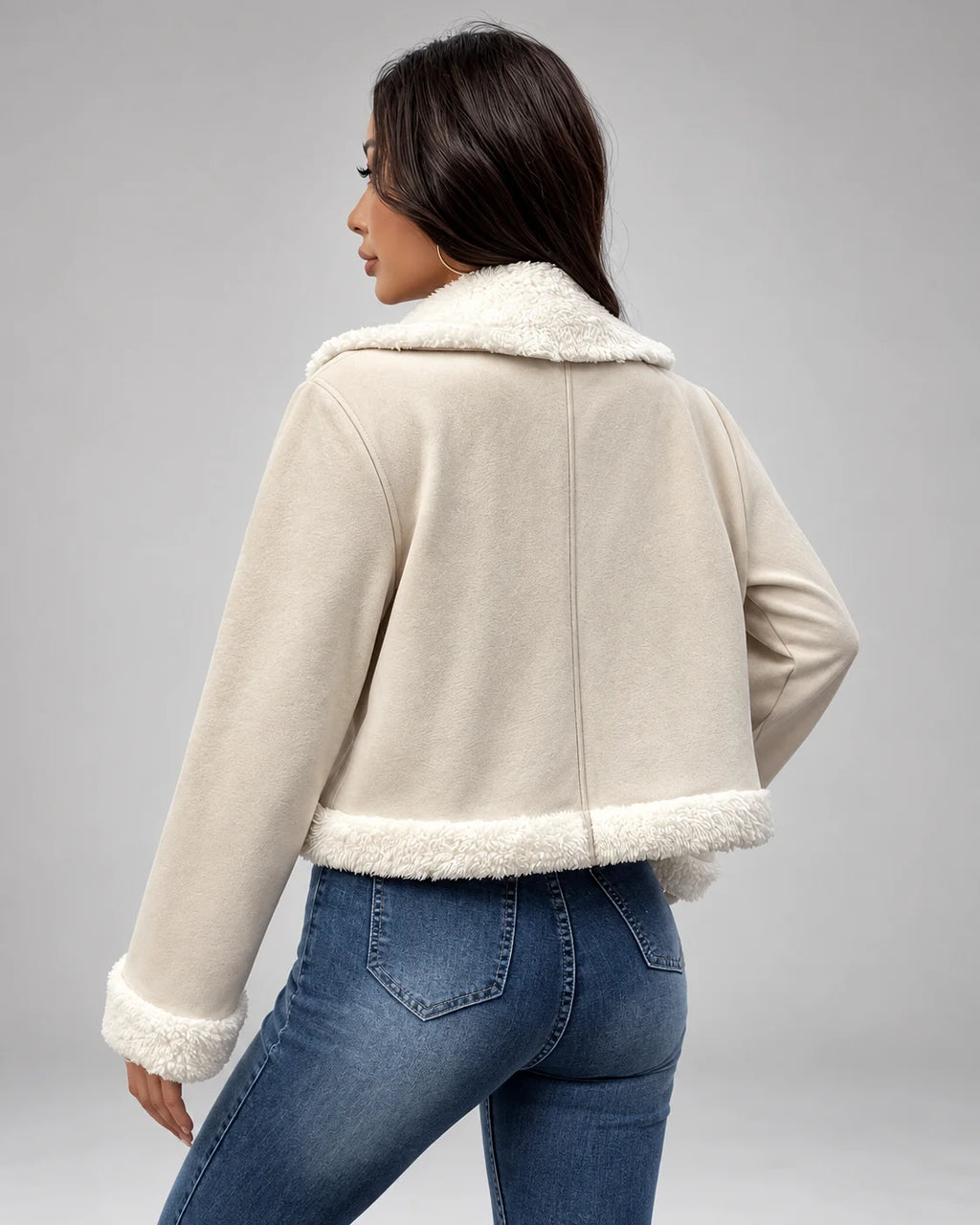 Chaqueta Aviador en Ante con Cuello y Ribete de Borrego 2