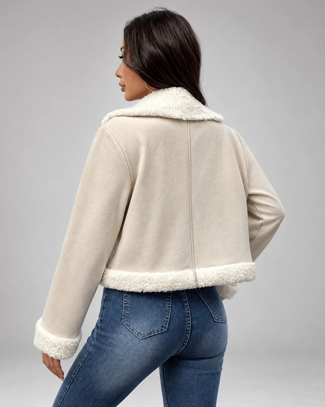 Chaqueta Aviador en Ante con Cuello y Ribete de Borrego 2