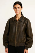 Chaqueta Bomber Corta con Cuello Camisero y Cremallera 0