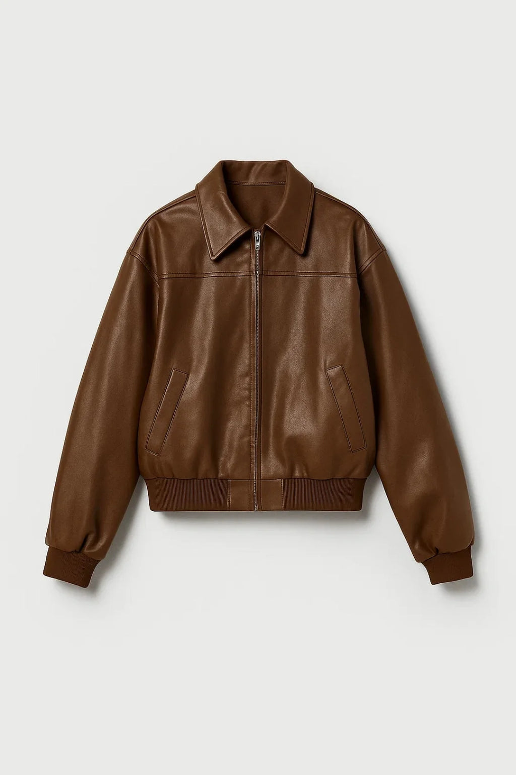 Chaqueta Bomber Corta con Cuello Camisero y Cremallera 5