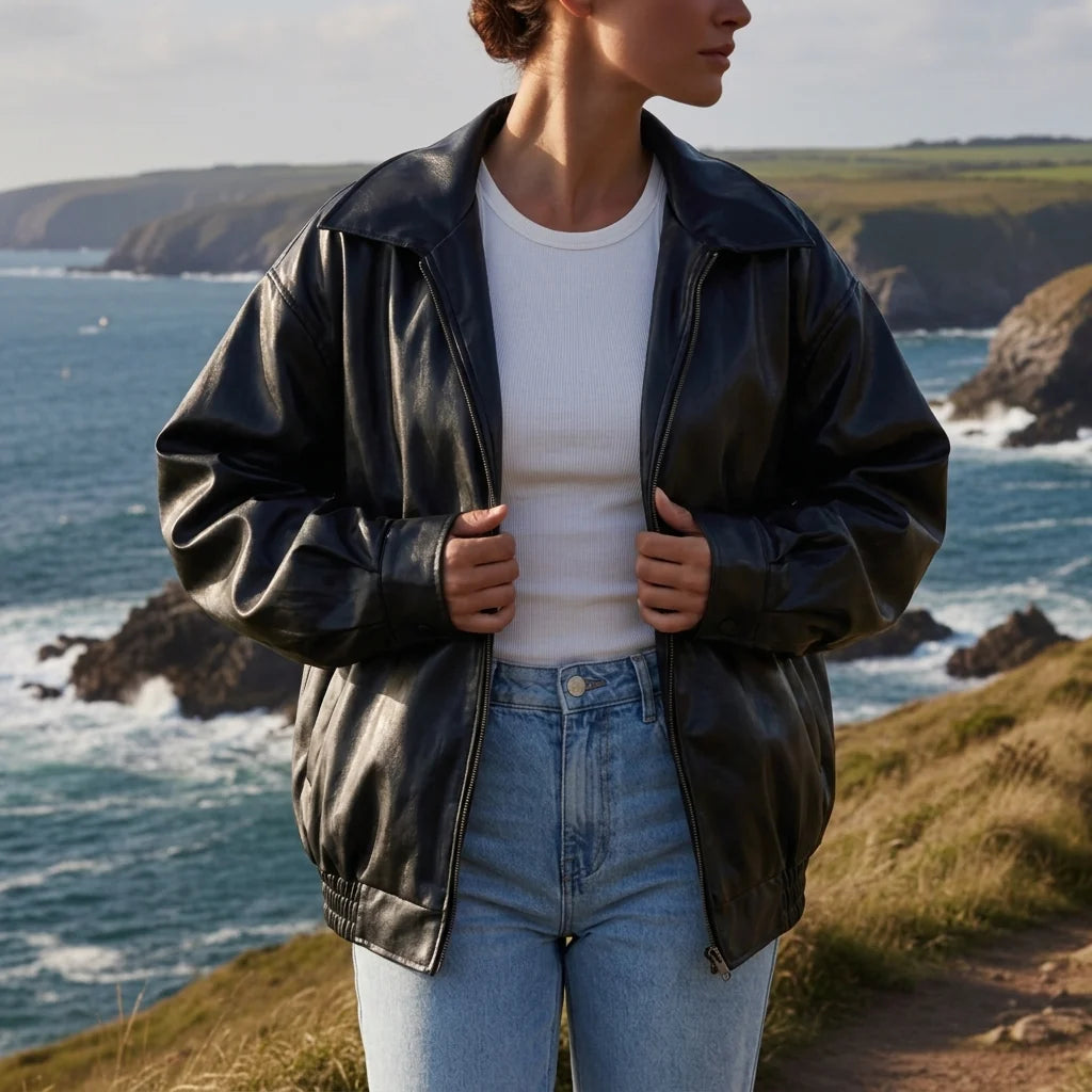Chaqueta Bomber Extragrande de Mezcla de Algodón – Diseño Clásico y Cómodo 1